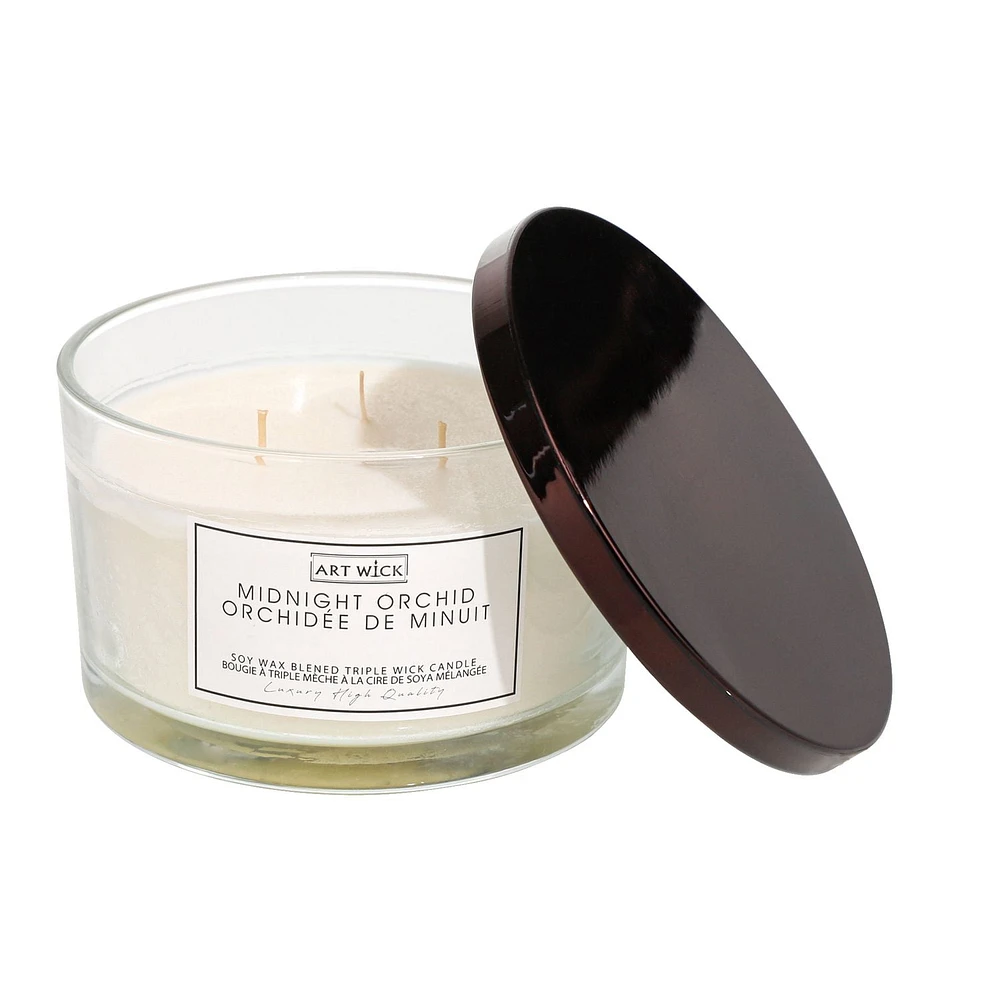 Art Wick 15.8OZ MIDNIGHT ORCHID Soy Wax Blended Scented Candle,3 cotton wick, · 15.8oz<br>· 450g<br>· 1 pack