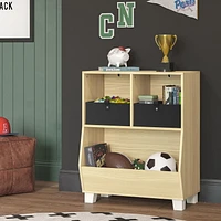 Kids Catch-All Multi-Cubby 24in Toy Organizer – Light Woodgrain