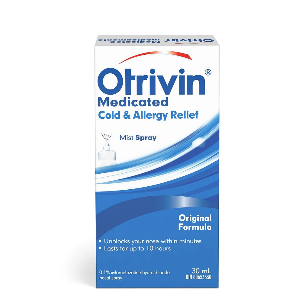 Otrivin Medicated Cold & Allergy Relief Nasal Decongestant, 30ml Mist Spray