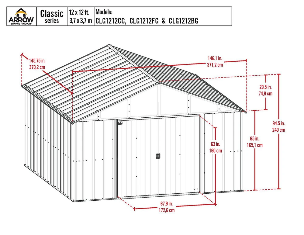 Arrow Classic Steel Storage Shed, 10x4, Sage Green