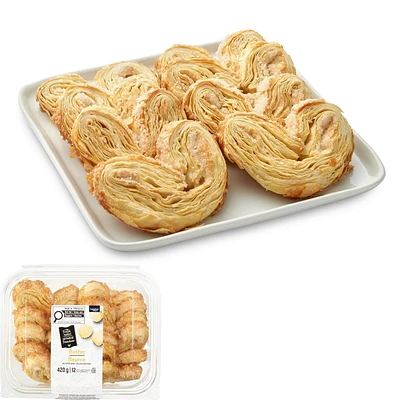 Mini palmiers au beurre Mon marché fraîcheur 12 morceaux, total de 420 g