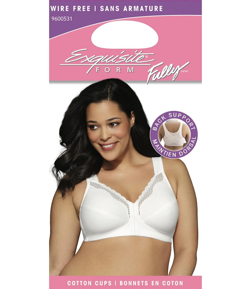 Exquisite FORM® entièrement -#9600531 Soutien-gorge de posture couvrant, à bonnets souples et en coton, dentelle, fermeture sur le devant, sans fil Tailles Disponibles 38C - 46DD