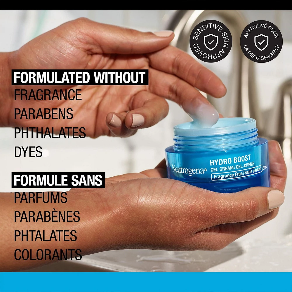 Hydratant pour le visage Neutrogena Hydro Boost, sans parfum, à base d'acide hyaluronique pour la peau sèche, gel-crème pour une hydratation rafraîchissante et une peau radieuse, non comédogène 50 ml