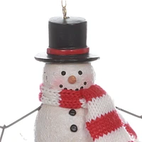 HOLIDAY TIME RESIN SNOWMAN ORNAMENT, SNOWMAN ORNAMENT