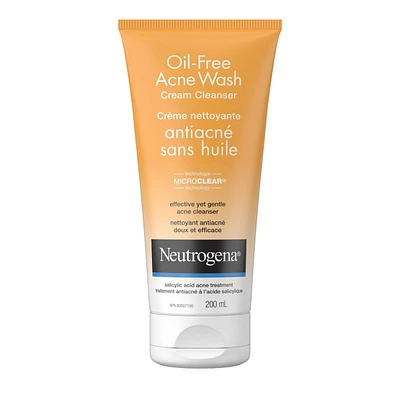 Neutrogena Nettoyant antiacné pour le visage - acide salicylique pour l'acné et les points noirs - crème nettoyante sans huile pour le visage 200 ml