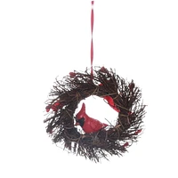 HOLIDAY TIME TWIG BIRD WREATH ORNAMENT, WREATH ORNAMENT