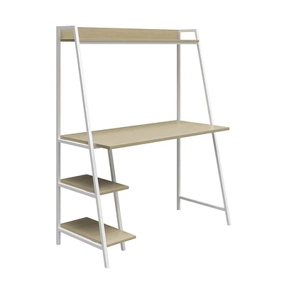 Teen Novogratz Beck Ladder Desk, Pale Oak on White Metal