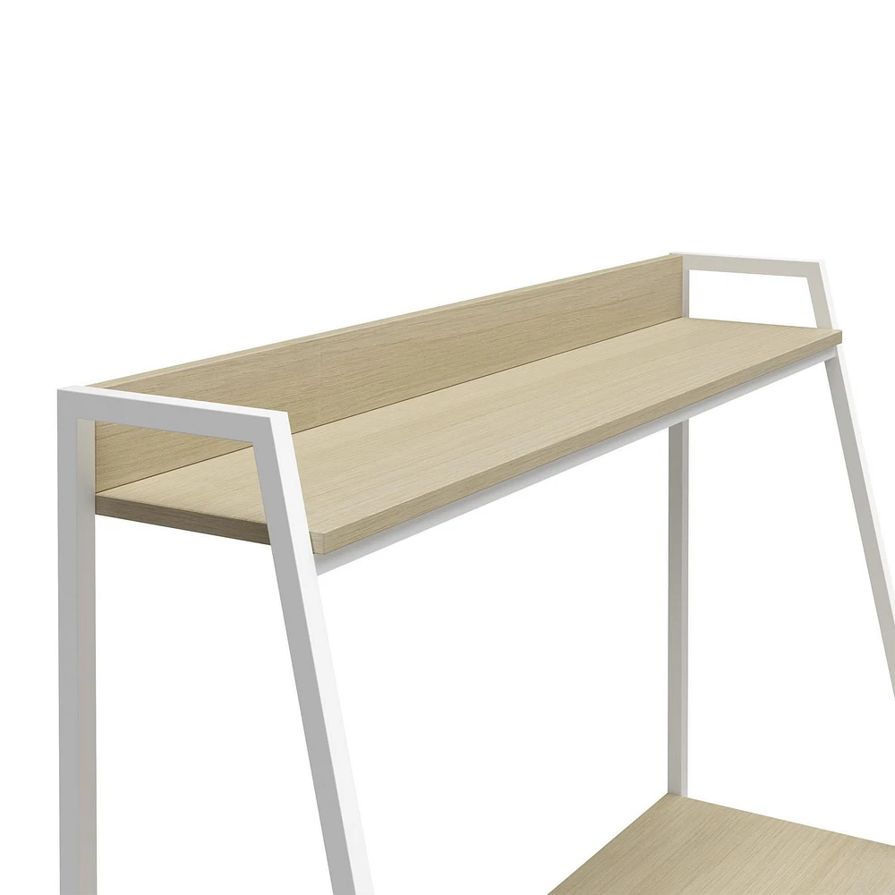 Teen Novogratz Beck Ladder Desk, Pale Oak on White Metal