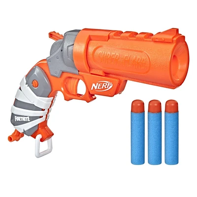 Nerf Fortnite Flare Dart Blaster, Break-Open Dart Loading, Includes 3 Nerf Mega Darts That Whistle Through the Air, Pull-Down Priming Handle