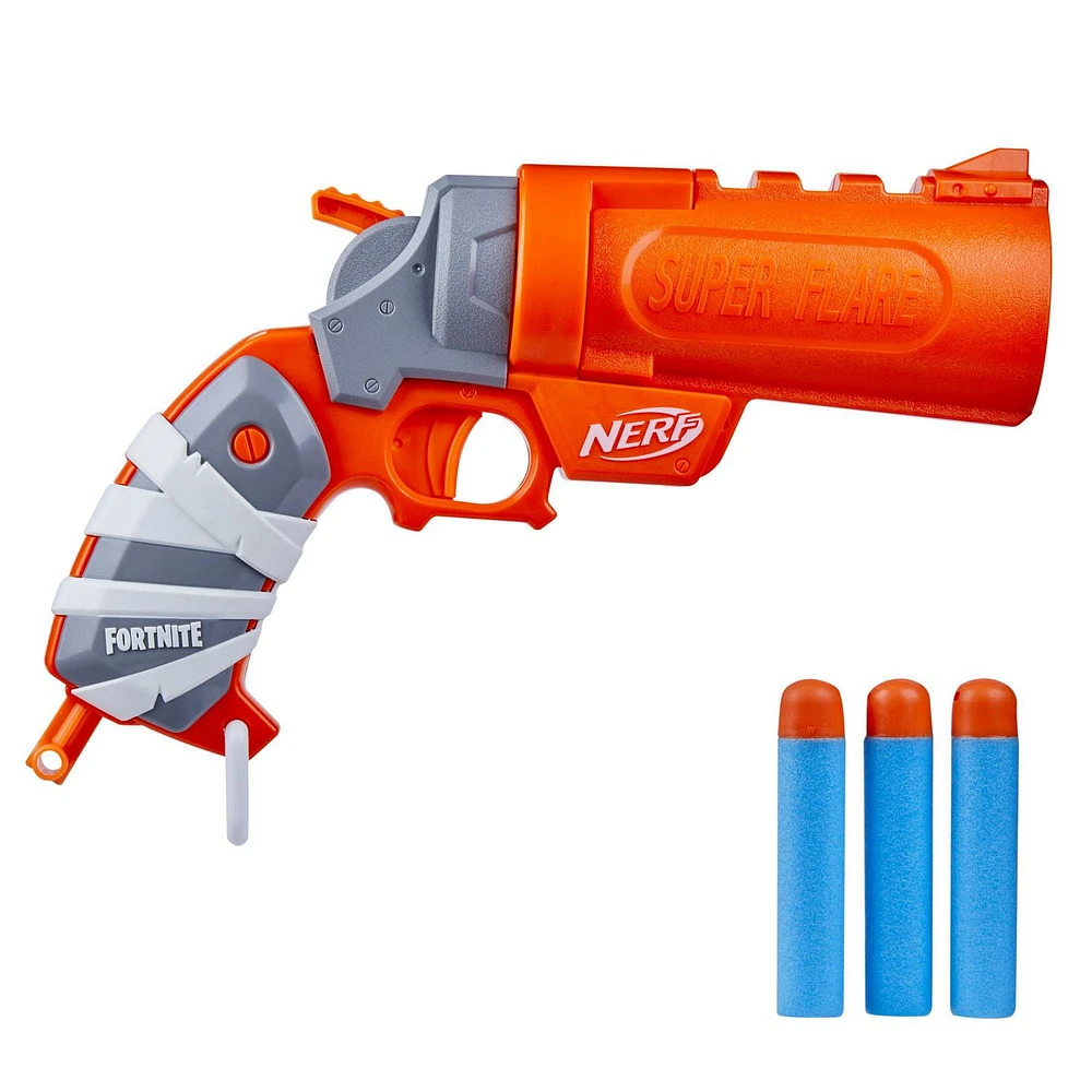 Nerf Fortnite Flare Dart Blaster, Break-Open Dart Loading, Includes 3 Nerf Mega Darts That Whistle Through the Air, Pull-Down Priming Handle