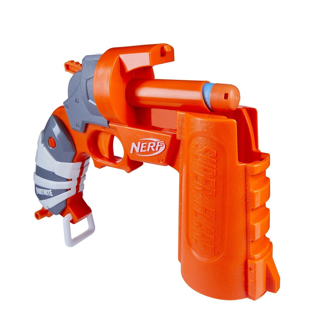 Nerf Fortnite Flare Dart Blaster, Break-Open Dart Loading, Includes 3 Nerf Mega Darts That Whistle Through the Air, Pull-Down Priming Handle