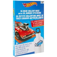 Hot Wheels Mini Valentine Cards with Jumbo Stickers, Multi-Colored