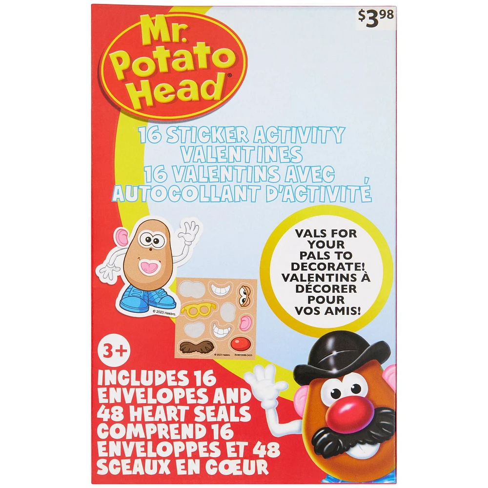 Mr. Potato Head Sticker Activity Valentine Cards, Sticker Activity, Multi-Colored, 16 Count