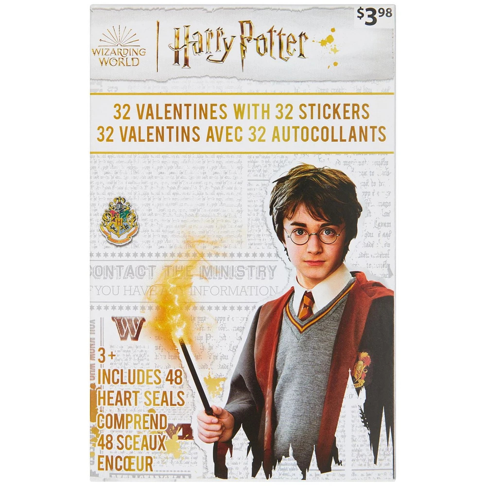 Harry Potter Valentine Cards with Stickers, Multi-Colored, 32 Count