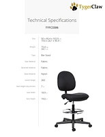 TygerClaw Mid Back Fabric Office Stool Chair