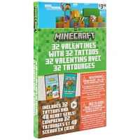 Mincecraft Valentine Cards with Tattoos, Multi-Colored, 32 Count