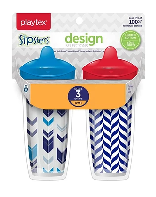 Playtex Baby Sipsters Spill-Proof Design Selections Kids Spout Cups, Stage 3, Pack of 2