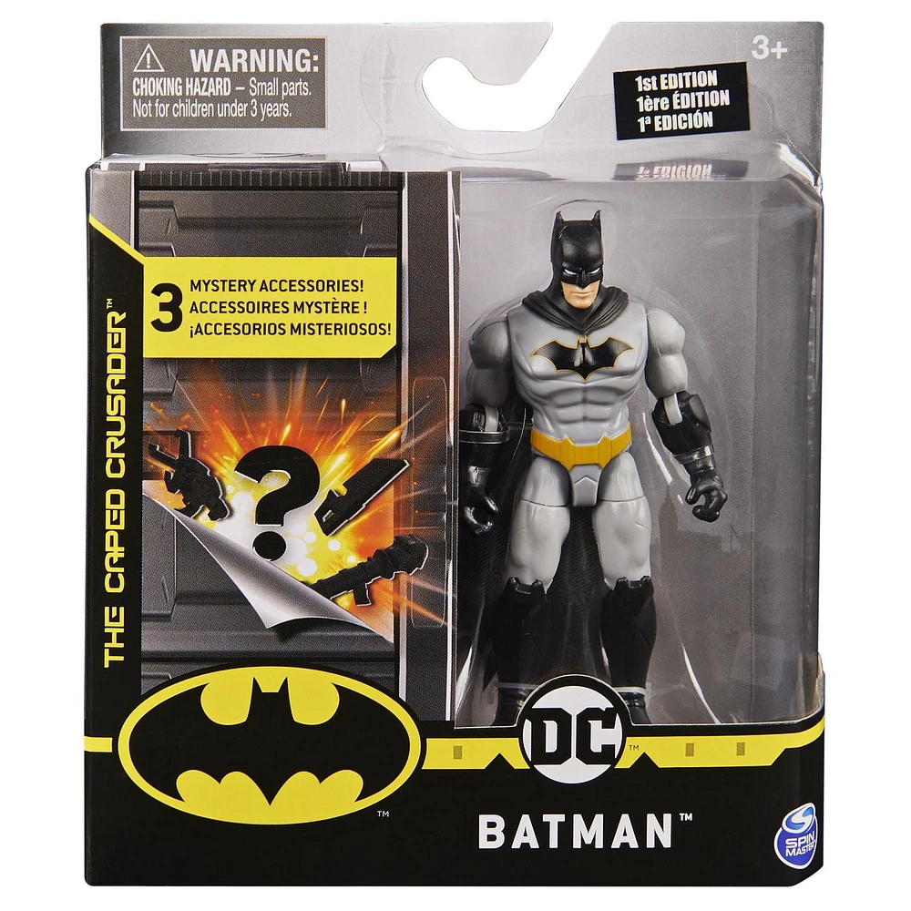 BATMAN, 4-Inch Rebirth BATMAN Action Figure with 3 Mystery Accessories, Mission 2