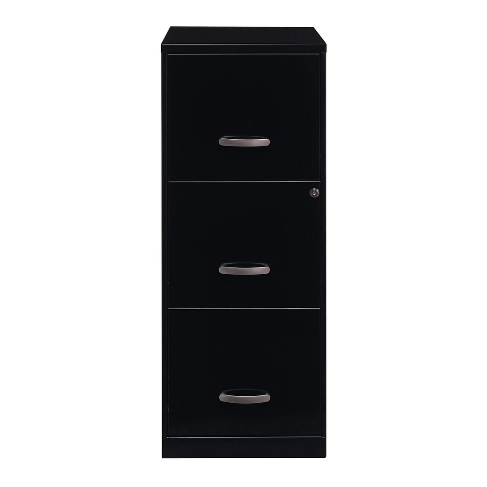 Space Solutions 18" Deep 3 Drawer Smart Letter Width Vertical File Cabinet, Black