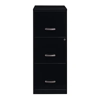 Space Solutions 18" Deep 3 Drawer Smart Letter Width Vertical File Cabinet, Black