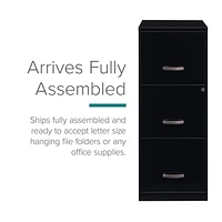 Space Solutions 18" Deep 3 Drawer Smart Letter Width Vertical File Cabinet, Black