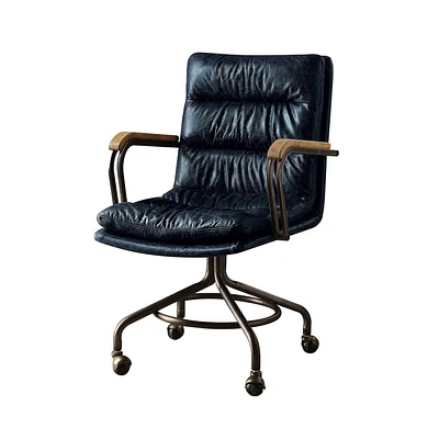 ACME Harith Executive Office Chair in Vintage Blue Top Grain Leather