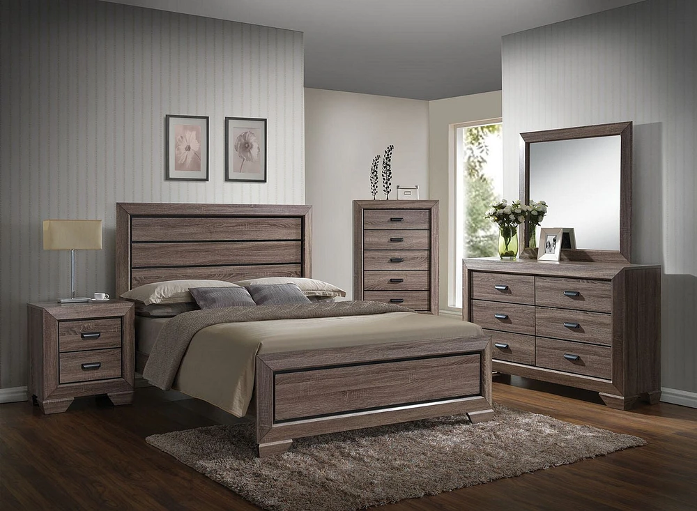 ACME Lyndon Queen Bed in Weathered Gray Grain