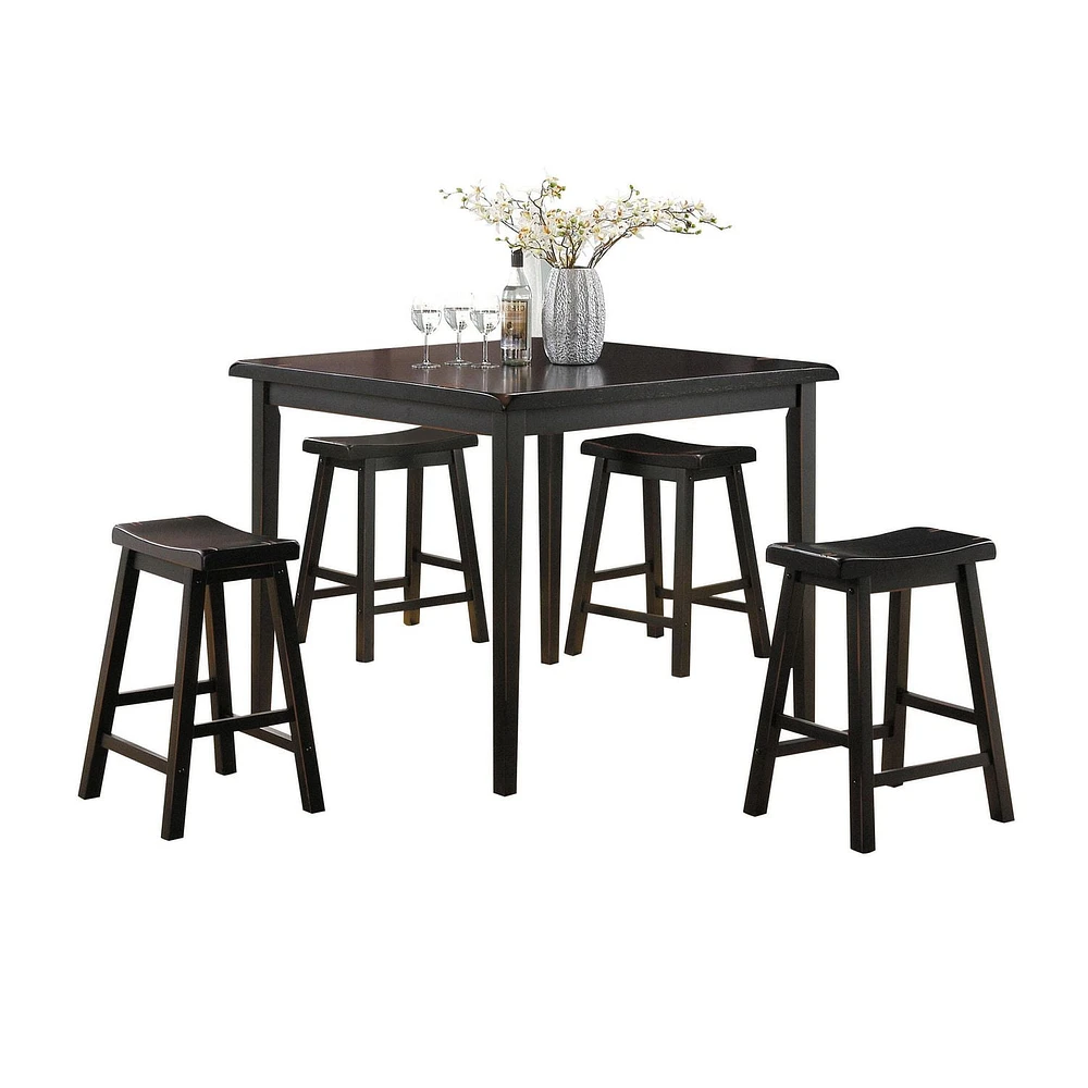 ACME Gaucho 5Pc Pack Counter Height Set in Black