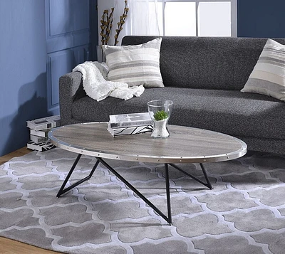 ACME Allis Coffee Table in Weathered Gray Oak