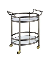 ACME Lakelyn Serving Cart in Brushed Bronze & Clear Glass