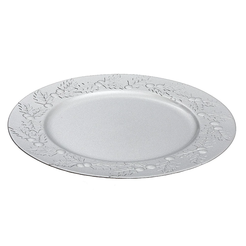 Charger Plate (Hollyberries) (Silver) (13") - Set of 6