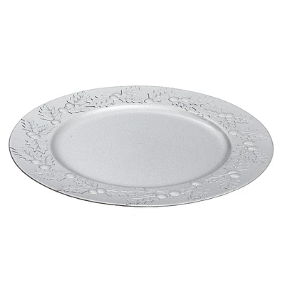 Charger Plate (Hollyberries) (Silver) (13") - Set of 6