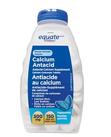 Equate Regular Strength Calcium Antacid, Peppermint 500mg, 150 CHEWABLE TABLETS