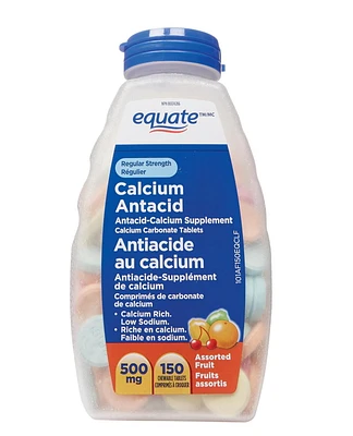 Equate Regular Strength Calcium Antacid, Assorted Fruit 500mg