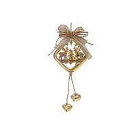 Metal Diamond Shaped Ornament With Reindeer (Gold) - Set of 6