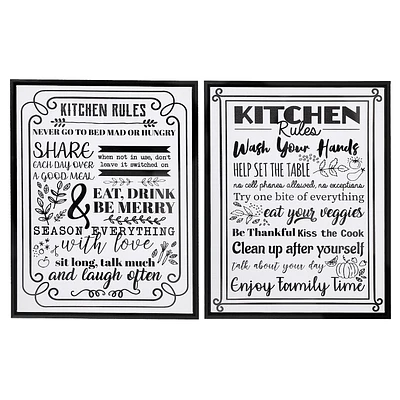 Canvas Wall Sign (Kitchen Rules) (16 X 20) (Asstd) - Set of 2