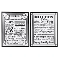 Canvas Wall Sign (Kitchen Rules) (16 X 20) (Asstd) - Set of 2