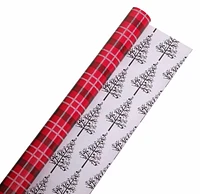 Holiday Time Christmas Gift Wrapping Paper Reversible Jumbo Roll, Plaid and Tree, Quantity 280 square feet