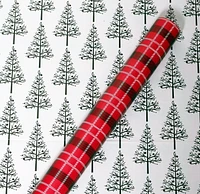 Holiday Time Christmas Gift Wrapping Paper Reversible Jumbo Roll, Plaid and Tree, Quantity 280 square feet