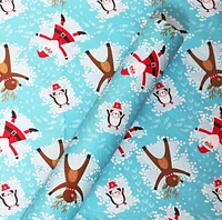 Holiday Time Christmas Gift Wrapping Paper Reversible Jumbo Roll, Santa with Characters and Candy Cane Stripes