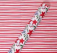 Holiday Time Christmas Gift Wrapping Paper Reversible Jumbo Roll, Botanical and Stripe, Quantity 280 square feet