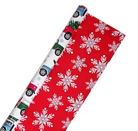 Holiday Time Christmas Gift Wrapping Paper Reversible Roll, Christmas Tree Truck, Quantity 60 square feet