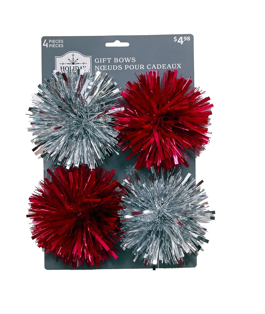 Festive Red & Silver Gift Bows