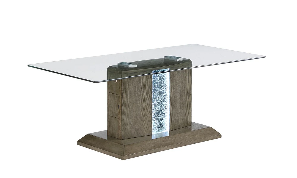 Topline Home Furnishings Coffee Table With Glass Top and LED