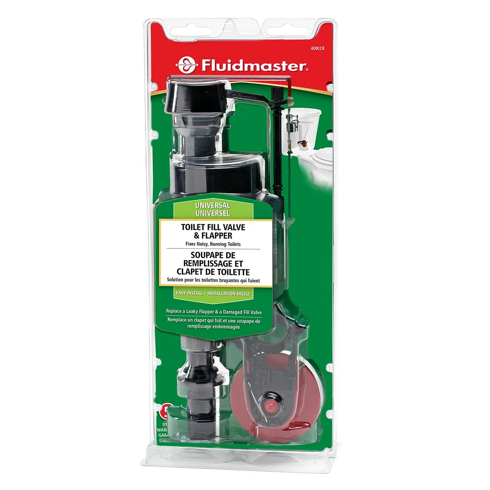 Fluidmaster® 400CCR Universal Toilet Fill Valve And 2" Flapper Repair Kit, Fill Valve and Flapper Kit