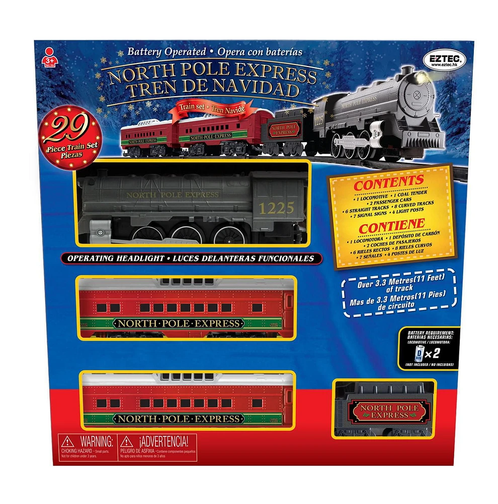 EZTEC BATTERY OPERATED NORTH POLE EXPRESS CHRISTMAS TRAIN SET (29 PIECES TRAIN SET)