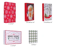 Holiday Time 10 Pack Assorted Gift Boxes, Traditional Santa, Sleigh, Snowflake, Plaid, Kringle Sign