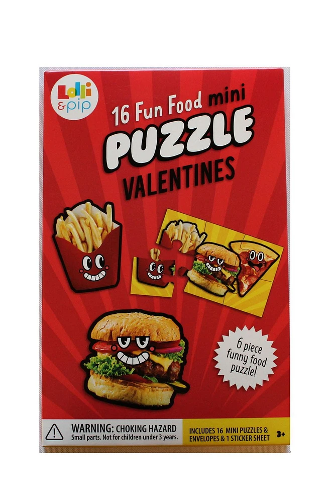 Lolli and Pip Valentine Fun Food Exchange Cards with Mini Puzzle, 16 count