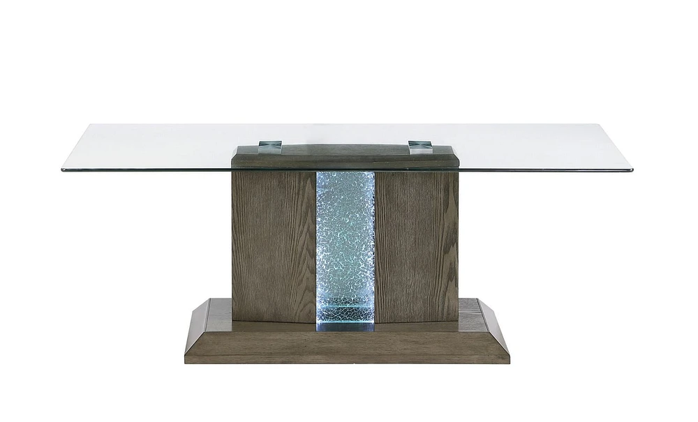 Topline Home Furnishings Coffee Table With Glass Top and LED