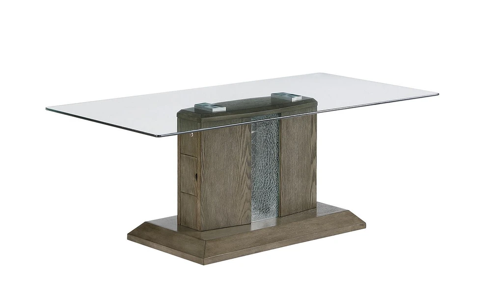 Topline Home Furnishings Coffee Table With Glass Top and LED